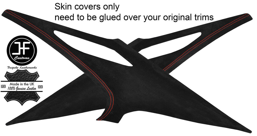 RED STITCH 2X REAR C PILLAR SUEDE COVERS FITS BMW 5 SERIES E39 95-03 SALOON