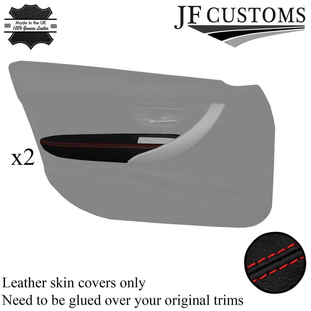 RED STITCH LEATHER 2X FRONT DOOR ARMREST COVER FOR BMW F30 11-18 SALOON