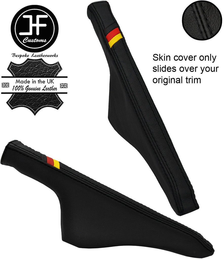 GERMAN FLAG BLACK STITCH LEATHER HANDBRAKE GAITER FOR VW GOLF MK4 BORA 98-04