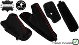 RED STITCH SUEDE AUTOMATIC GAITERS SET + PLASTIC FRAMES FOR BMW E46 1999-2005