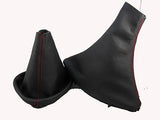 FITS CITROEN C5 BLACK GEAR + HANDBRAKE GAITER SET RED ST CUSTOM NEW MADE IN UK