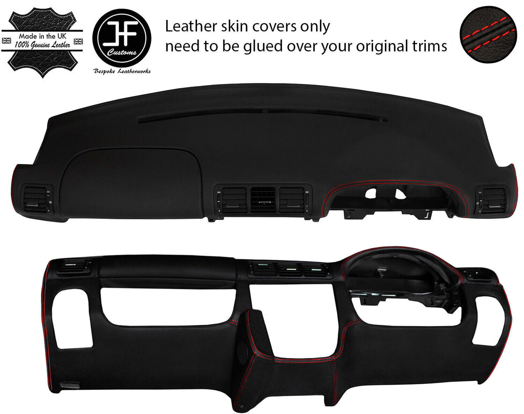 RED STITCH TOP & LOWER DASHBOARD LEATHER COVERS FOR MERCEDES ML W163 01-05