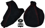 RED STITCH  FITS ALFA ROMEO 159 2005-2011 REAL SUEDE GEAR GAITER HANDBRAKE