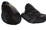 RED STITCH FITS PEUGEOT 407 HDI/S/SE GEAR GAITER + HANDBRAKE GAITER LEATHER