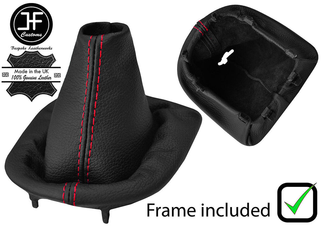 RED STITCH REAL LEATHER GEAR GAITER+PLASTIC FRAME FOR PEUGEOT 307 2001-2008