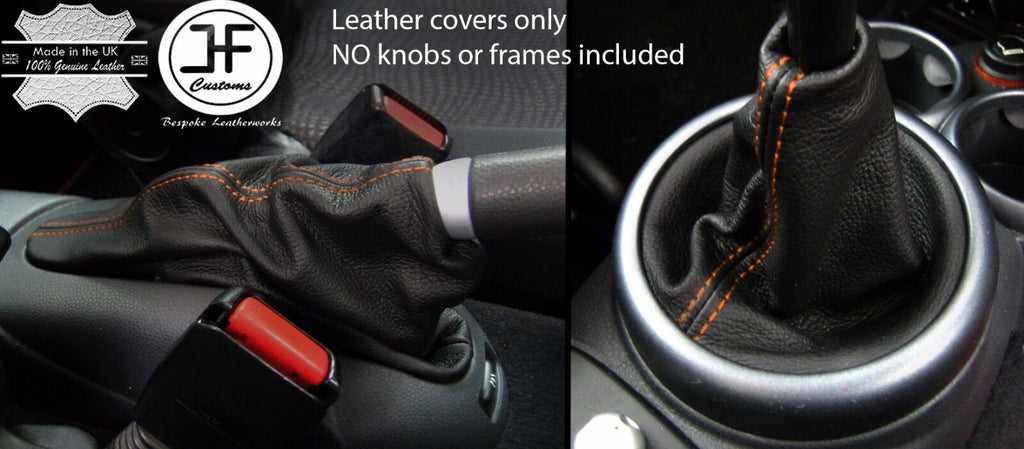 ORANGE STITCH REAL LEATHER GEAR & HANDBRAKE GAITER FITS MINI COOPER S ONE 01-06
