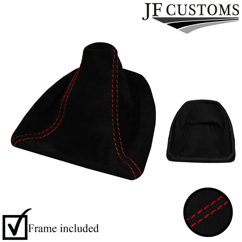 RED STITCH SUEDE MANUAL GEAR GAITER + PLASTIC FRAME FOR BMW 5 E60 E61 07-11