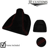 RED STITCH SUEDE MANUAL GEAR GAITER + PLASTIC FRAME FOR BMW 5 E60 E61 07-11