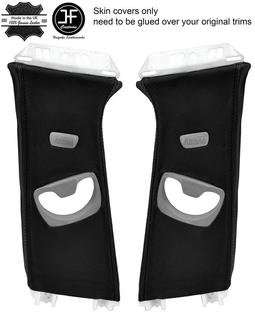BLACK STITCH 2X UPPER B PILLAR CARBON VINYL COVERS FOR BMW 3 F30 F31 11-18