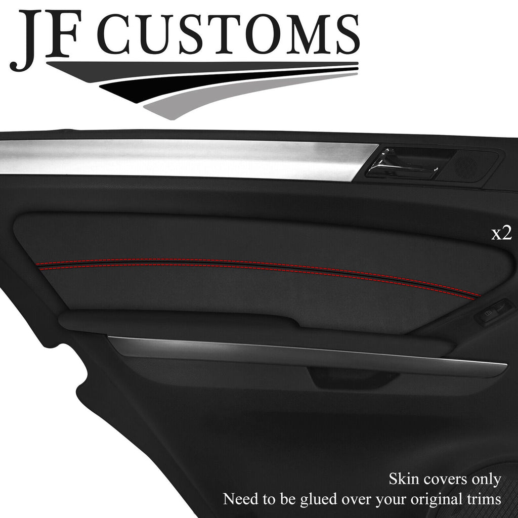 RED STITCH D GREY SUEDE 2X REAR DOOR TRIM COVER FOR MERCEDES ML W164 05-11