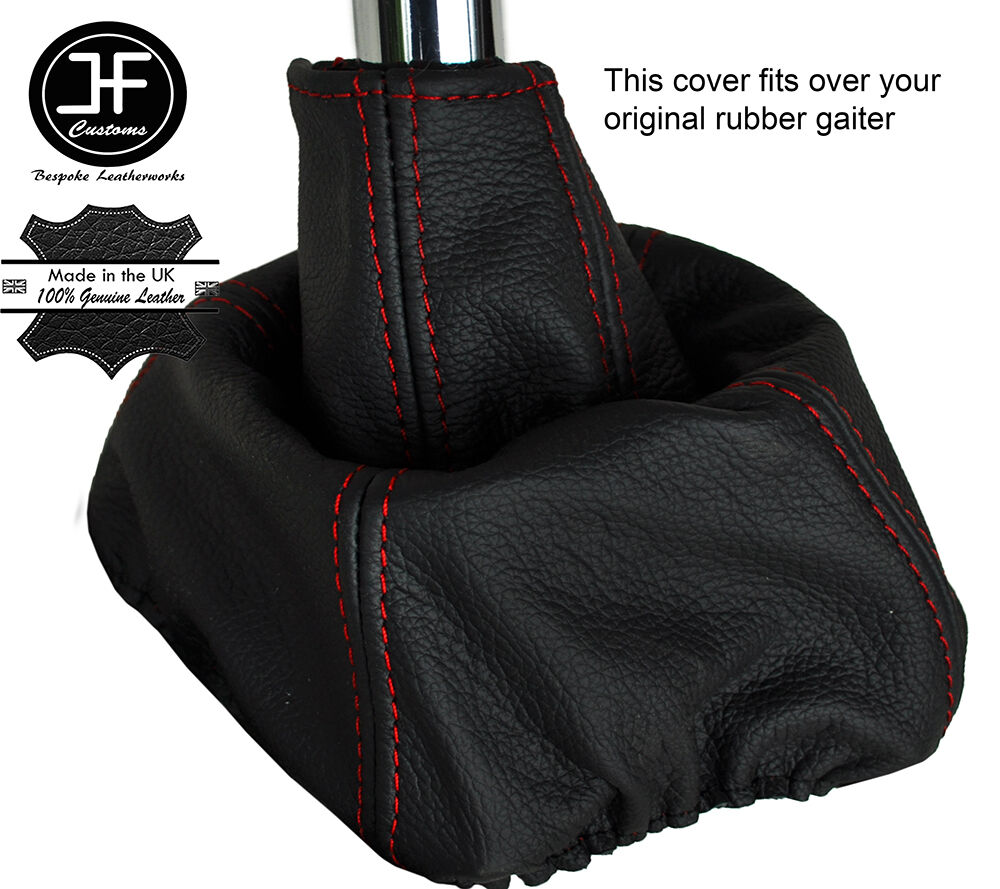 RED STICH MANUAL LEATHER OVERDRIVE GEAR GAITER OVER RUBBER FITS VOLVO 740 940