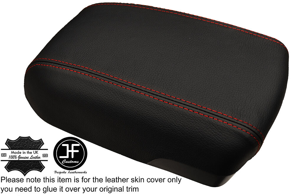 RED STITCH ARMREST LID GENUINE LEATHER COVER FITS HYUNDAI IX35 2010-2015