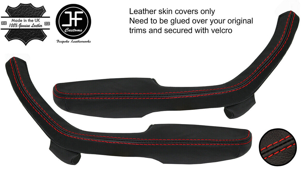 RED STITCH 2X DOOR HANDLE ARMREST LEATHER COVERS FOR BMW 2002 E10 TI TII