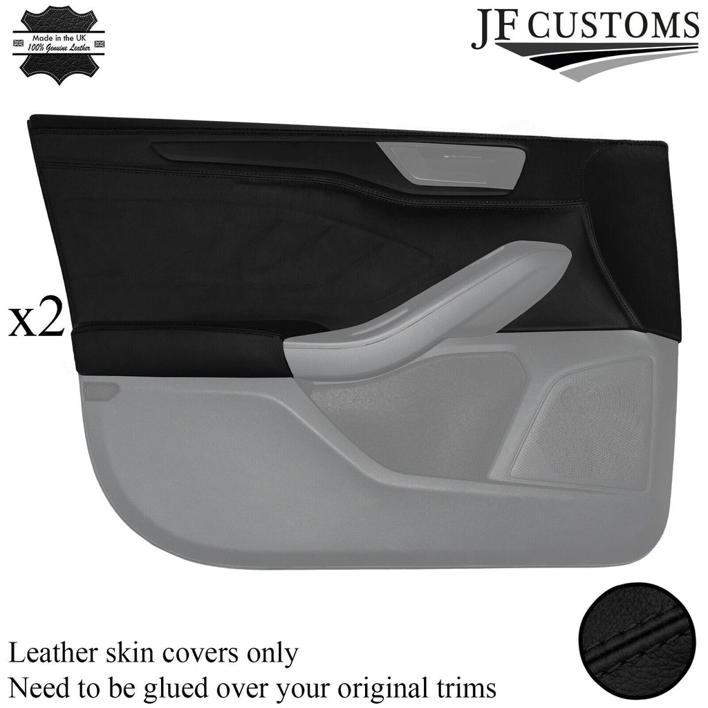 FOR FORD FOCUS MK4 18-20 BLACK STITCH LEATHER 2XFULL FRONT DOOR CARD TRIM COVER