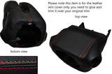 RED STITCH STEERING SHROUD LEATHER SKIN COVER FITS MITSUBISHI L200 2006-2014