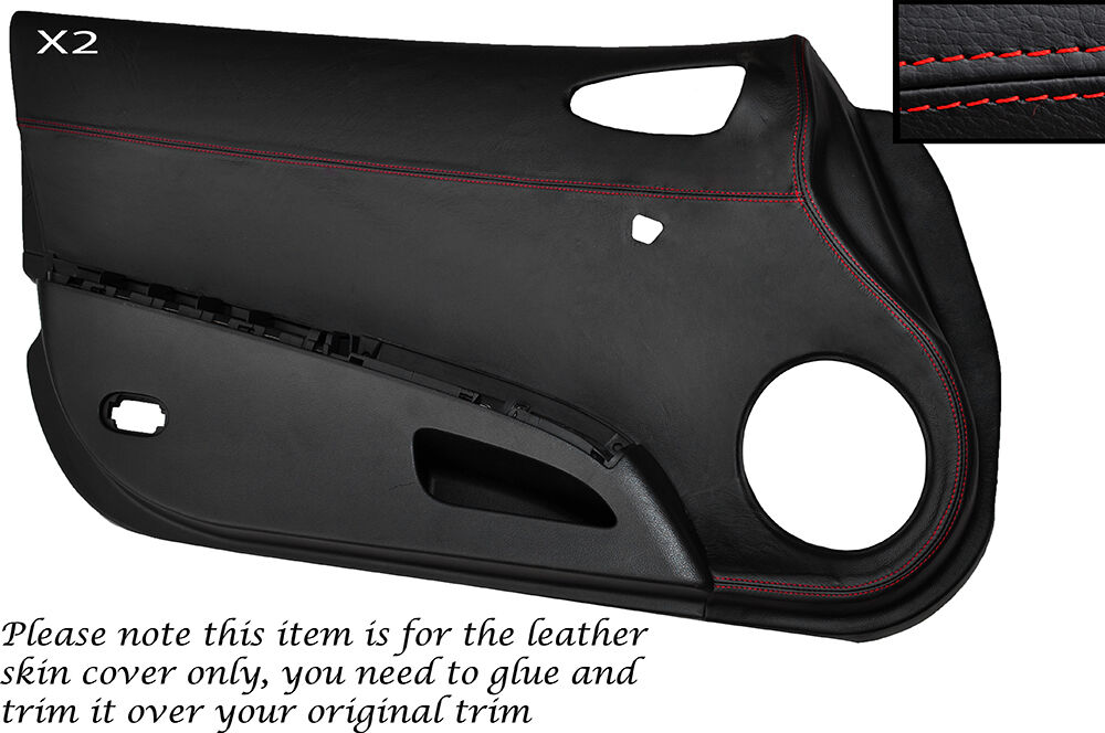 RED STITCHING 2X DOOR CARD LEATHER SKIN COVERS FITS NISSAN 350Z 2002-2005