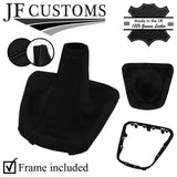 BLACK STITCH ITALIAN LEATHER GEAR GAITER + FRAME FITS CHRYSLER YPSILON 2011-2014