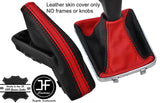 BLACK & RED TOP GRAIN LEATHER GAITER SET FOR VAUXHALL OPEL ASTRA MK5 H 04-09