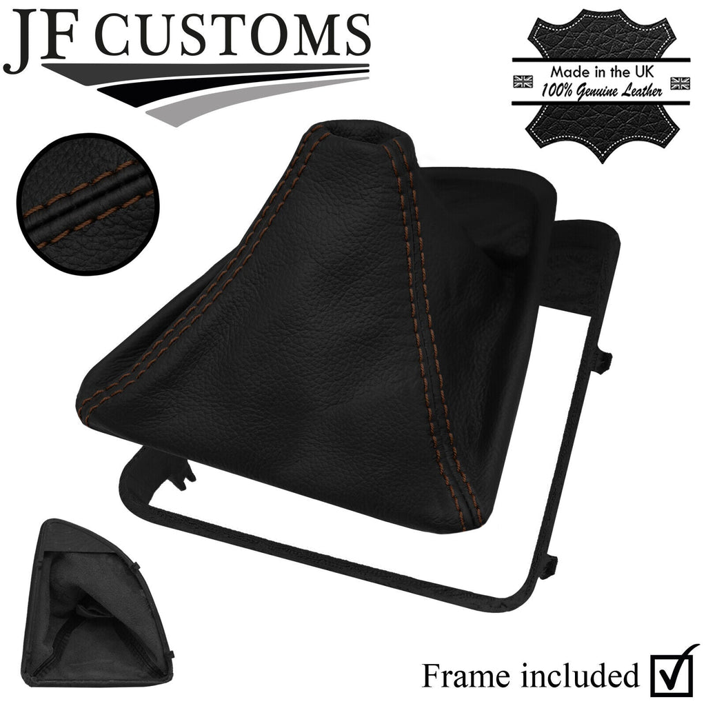 BROWN STITCH LEATHER MANUAL GEAR GAITER +PLASTIC FRAME FOR BMW E81 E82 E87 E88
