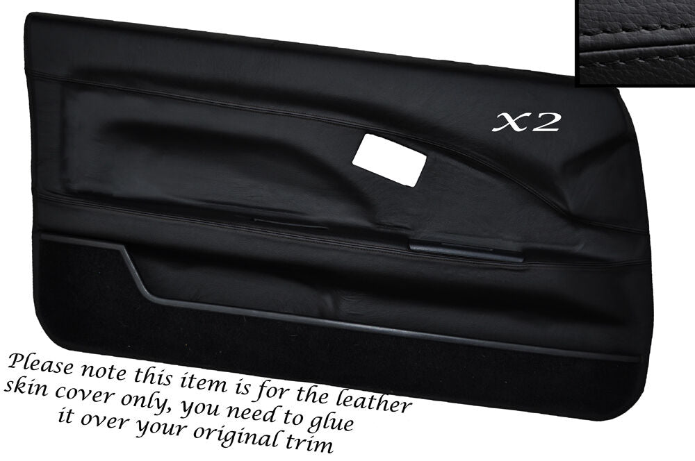 BLACK STITCH 2X FULL DOOR CARD LEATHER SKIN COVER FITS TOYOTA MR2 MK1 STYLE 2