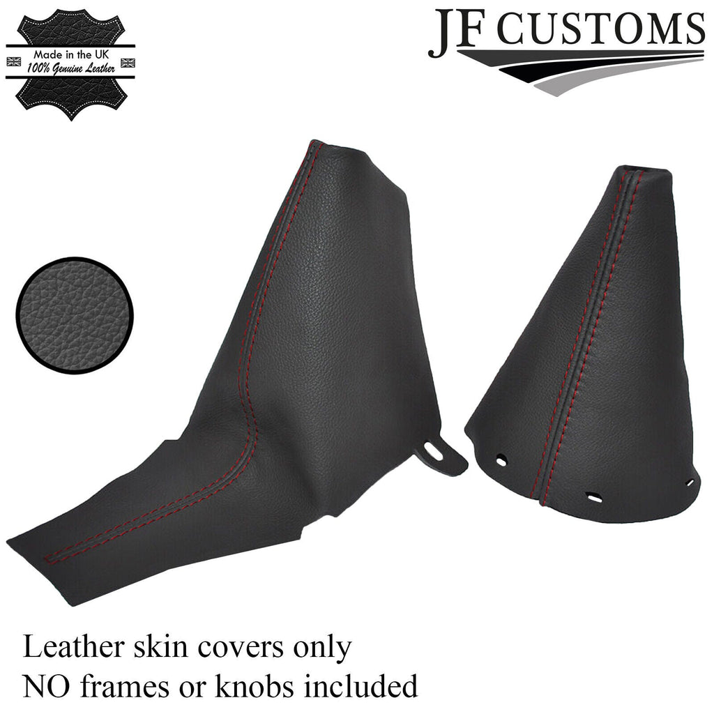 RED STITCHING FITS BMW MINI R50 R53 GEAR HANDBRAKE 2001-2006 DARK GREY LEATHER