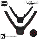 DARK RED STITCH STEERING WHEEL LOWER TRIM COVER+FRAME FOR PORSCHE 911 997 987