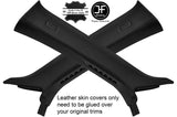 BLACK STITCH 2X A PILLAR REAL LEATHER COVERS FITS AUDI TT MK3 COUPE 2015-2019