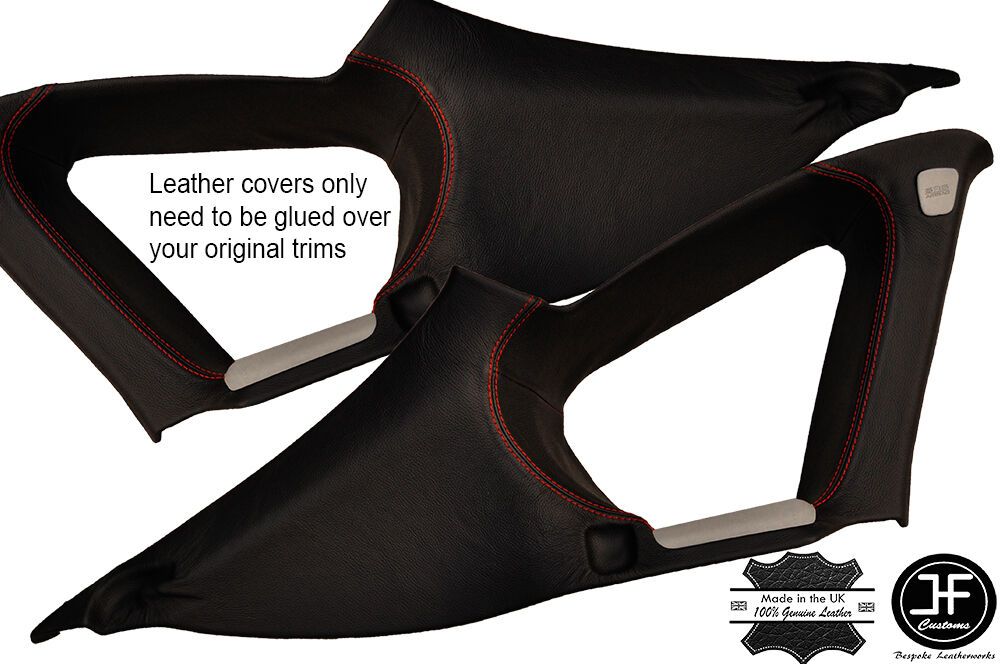 RED STITCH 2X REAR C PILLAR COVERS FOR SUBARU IMPREZA WRX STI HATCHBACK 08-14