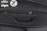 BLACK STITCH 2X FRONT DOOR HANDLE LEATHER COVER  FITS FORD KUGA MK2 2013-2017