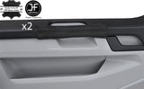 BLACK & BLACK STRIPE 2X DOOR HANDLE LEATHER COVERS FITS VW T6 TRANSPORTER 16-19