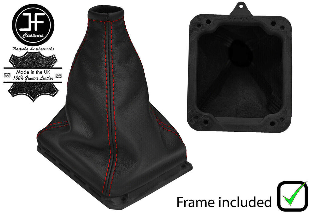 RED STITCHING LEATHER MANUAL GEAR GAITER +PLASTIC FRAME FOR FORD GRANADA MK1