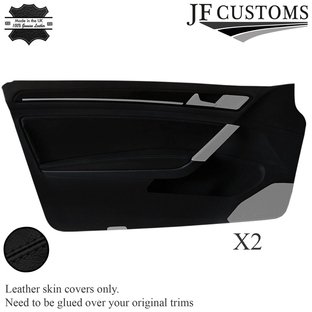 BLACK STITCH LEATHER 2X FRONT DOOR ARMREST COVER FOR VW GOLF MK7 13-19 3DR