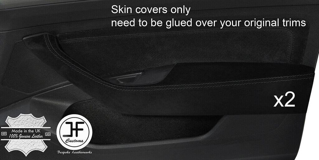 BLACK STITCH 2XFRONT DOOR HANDLE ARMREST SUEDE COVER FOR VW PASSAT 15-18 SALOON