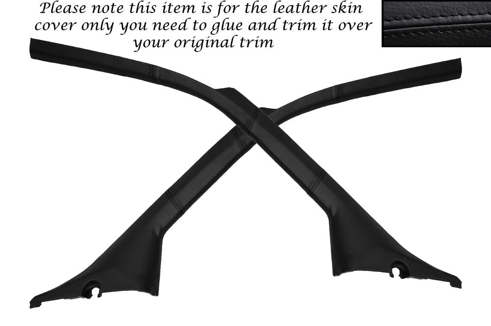 BLACK STITCH 2X WINDSCREEN A PILLAR SKIN COVERS FITS MERCEDES VITO W638 96-03