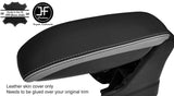 BLACK & GREY ARMREST LID REAL LEATHER COVER FITS CITROEN C4 CACTUS 2014-18