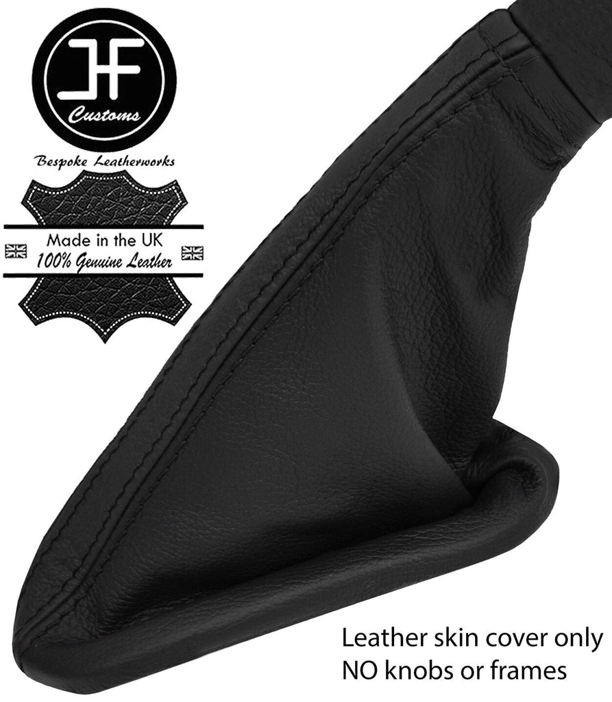 BLACK & BLACK STRIPE LEATHER HANDBRAKE GAITER FITS FORD TRANSIT CONNECT 02-09