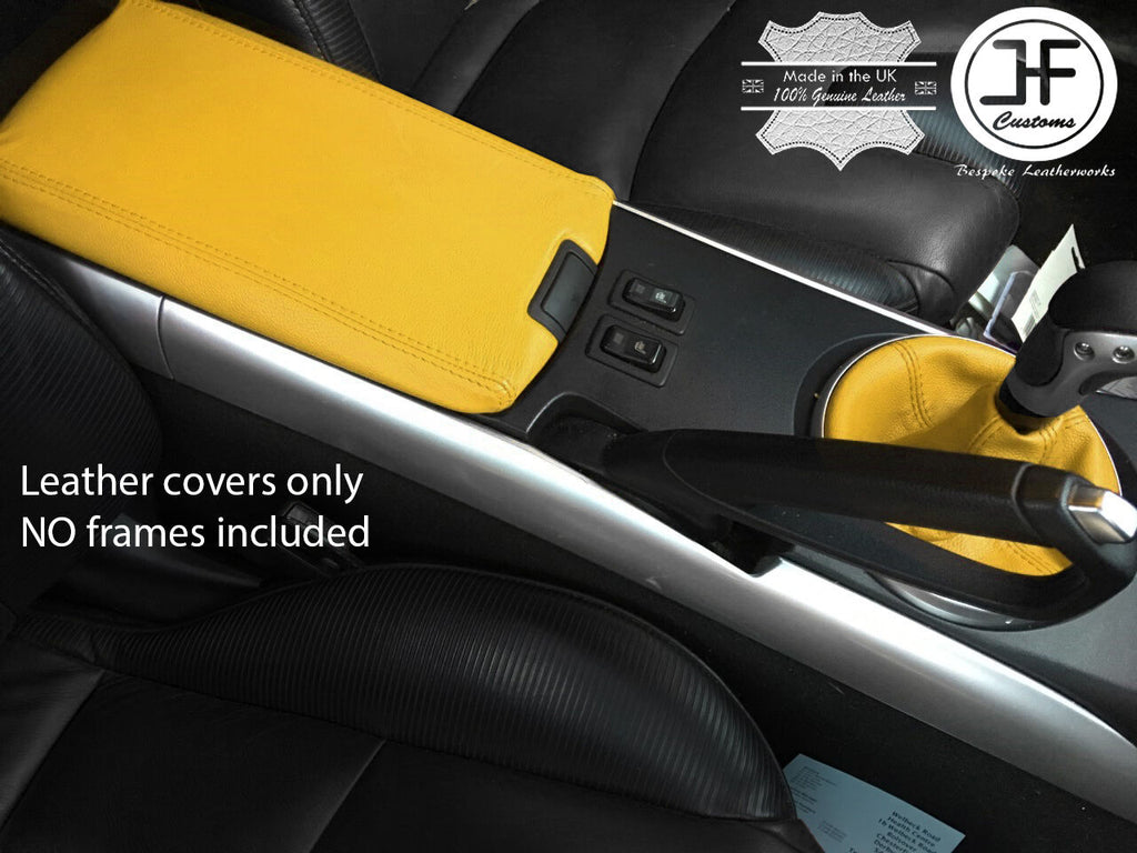 YELLOW REAL LEATHER GEAR GAITER & ARMREST COVER FITS MAZDA RX8 2003-2012
