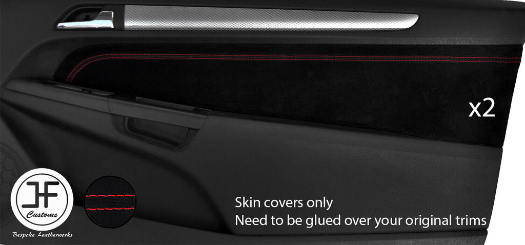 RED STITCH 2X DOOR CARD TRIM SUEDE COVERS FOR VAUXHALL OPEL ASTRA H MK5 3DR