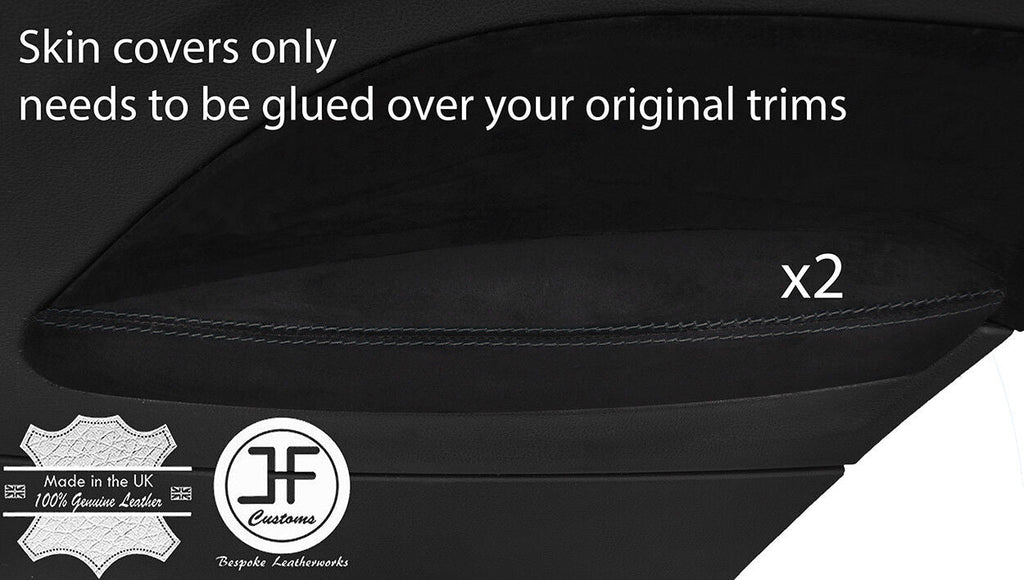 BLACK STITCH 2X REAR DOOR ARMREST SUEDE COVERS FOR BMW F21 2011-2017 3 DOOR