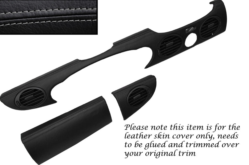 GREY STITCH THREE PIECE DASH TRIM LEATHER SKIN COVERS FITS ROVER 75 & MG ZT