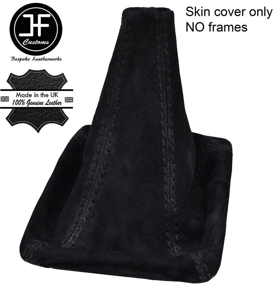 BLACK STITCHING REAL SUEDE GEAR GAITER FITS MITSUBISHI LANCER EVO 4 5 6 IV V VI