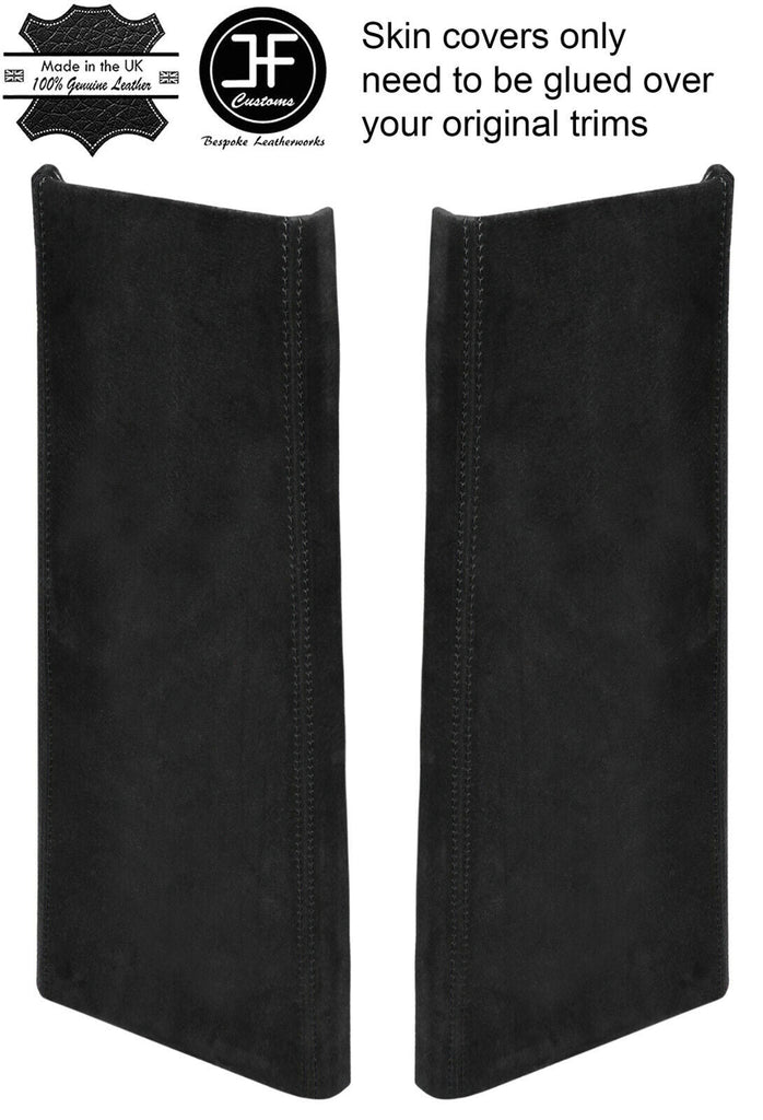 BLACK STITCH 2X LOWER B PILLAR SUEDE COVERS FOR LAND ROVER DISCOVERY 4 09-16