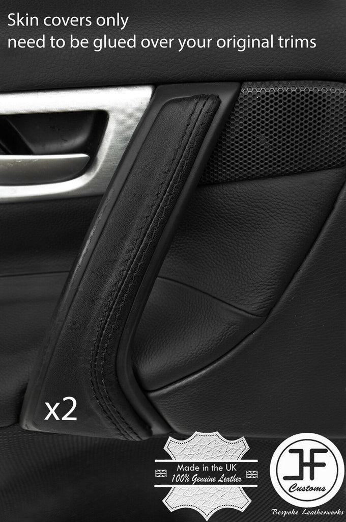 BLACK STITCH 2X FRONT DOOR HANDLE TRIM LEATHER COVER FITS VOLVO V70 S60 01-07