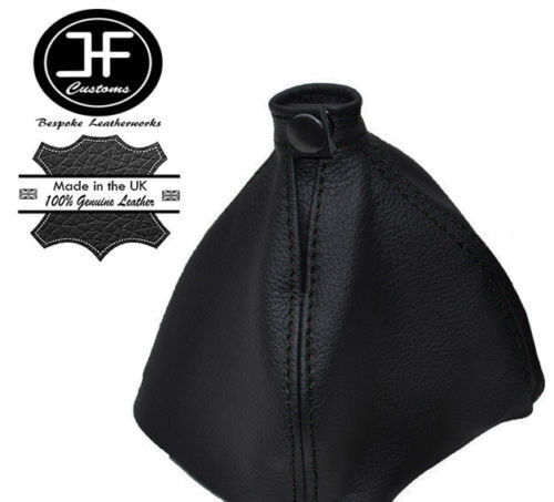 BLACK STITCHING REAL LEATHER GEAR GAITER FITS LANCIA DELTA III 2008-2014