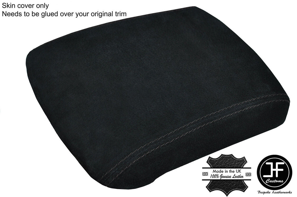 BLACK STITCHING ARMREST REAL SUEDE COVER FITS NISSAN NAVARA D40 2005-2015