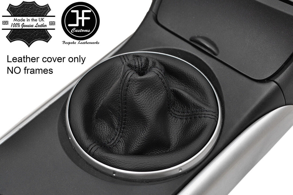 BLACK STITCH TOP GRAIN REAL LEATHER GEAR GAITER COVER FITS MAZDA RX8 2003-2012