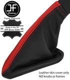 BLACK & RED STRIPE LEATHER HANDBRAKE GAITER FITS FORD TRANSIT CONNECT 02-09