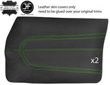 GREEN STITCH 2X FRONT DOOR CARDS LEATHER COVERS FITS FORD CORTINA MK3 70-76