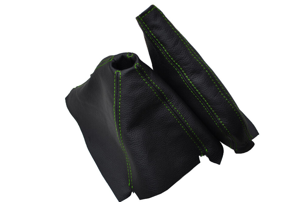 FITS HONDA CRX DEL SOL  1992-1997 GEAR HANDBRAKE GAITER DOUBLE GREEN  STITCH