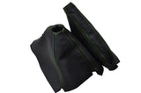 FITS HONDA CRX DEL SOL  1992-1997 GEAR HANDBRAKE GAITER DOUBLE GREEN  STITCH